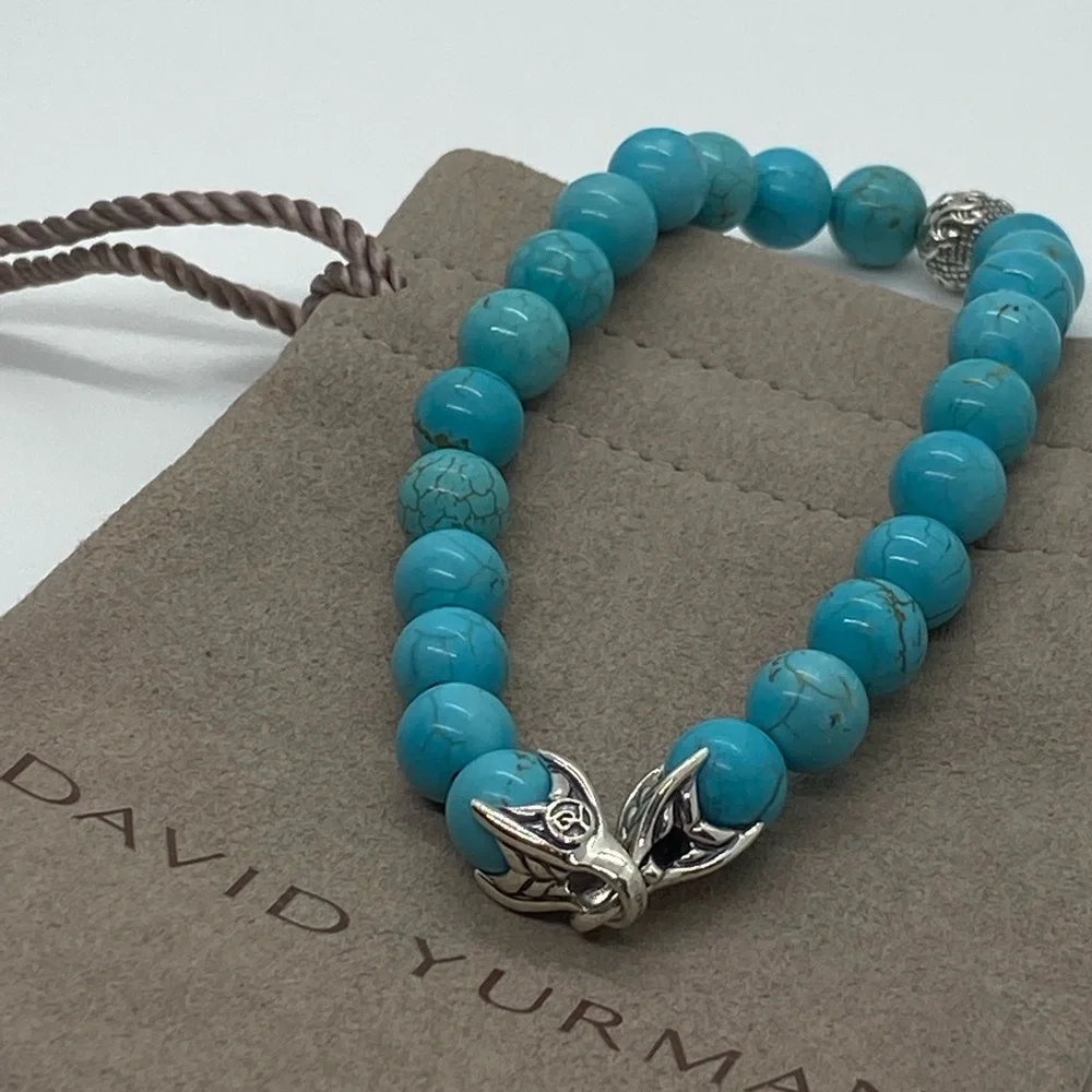DAVID YURMAN Men's Spiritual Bead Bracelet Turquoise with wave silver Be… - Picture 6 of 9